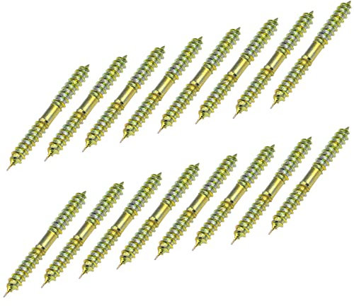 Lot de 16 Vis Autotaraudeuses à Double Tête Pointue de M6 x 60mm,Vis à Bois,Chevilles de Fixation pour Meubles en Bois