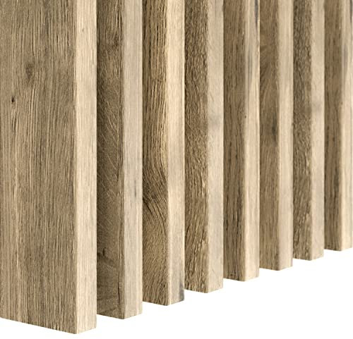 KLEMP Freistehende Lamellenwand aus MDF 22x70 mm, vertikale oder horizontale Decken- oder Wandverkleidung, Holzpaneele für Wand und Decke, für Flur, Wohnzimmer, 10 Stück LA707 Wotan Eiche …