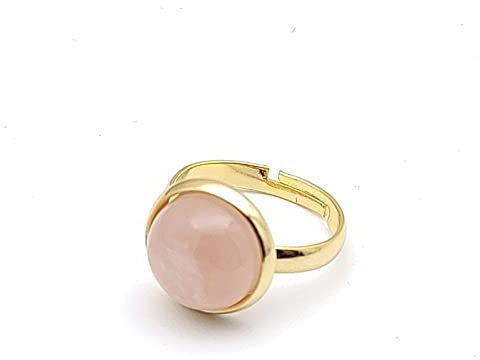 Anello di Quarzo Rosa Rosa Naturale Anello di Cristallo Tondo Color Oro Anello Regolabile da Donna Anelli di Pietra Aperti Equilibrio Reiki Anelli di Dito alla Caviglia Anello di Eternità per Donna