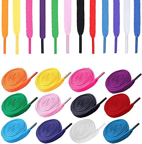 Lacci piatti,Lacci da per Sneakers,12 Paia di Lacci per Scarpe,Sostituzioni per Lacci per Scarpe Sportive Atletiche,Stringhe universali scarpe poliestere,lunghezza da 100cm 12 Colori,Larghi da 8mm