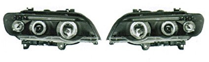 Tuning Scheinwerfer H1/H1 Ohne Stellmotor Schwarz Glasklar Kompatibel mit BMW X5 E53 00-03