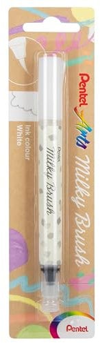 Pentel XGFH-P Milky Brush pennello con inchiostro a colori pastello, bianco, 1 pz