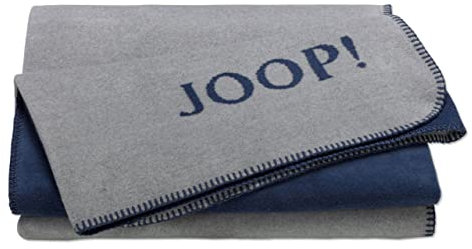 Joop! Wohndecke Uni-Doubleface Baumwollmischung Silber/Navy Größe 150x200 cm