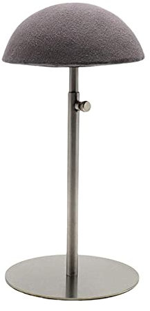 Fenteer Hutständer aus Edelstahl, höhenverstellbar, Baseball-Hutständer, tragbar, leichtes Metall, mit runder Basis, Organizer, Display-Rack-Halter, grau