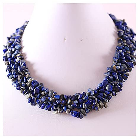 Guérison Minérale Pierre Puce Perles Chaîne Collier Pierre Naturelle Rose Cristal Quartz Bleu Lapis Rouge Corail Opale Collier for Femmes Bijoux Cadeau Chakra Équilibre Pierre Précieuse Décoration