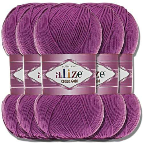 Alize 5x 100g Cotton Gold Batik Türkische Premium Wolle Baumwolle und Acryl Handstrickgarne Garn Yarn Babywolle Strickgarn mit Akzente Accessoire Baby zum Häkeln Stricken (Onion Flower | 122)