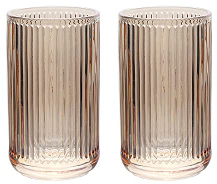 Gaolinci Bernstein 2er Set Glasbecher, Zahnbürstenhalter, 370 ml, Shatter Resistant, für Familie oder Hotel