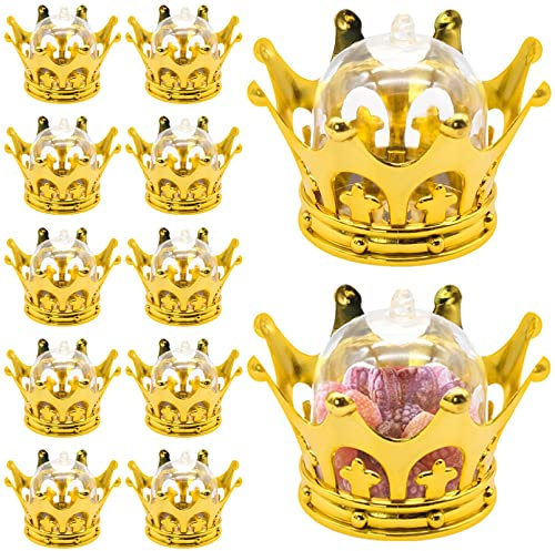 12 StüCk Geburtstagskrone Geschenkboxen Mit Deckel,Prinzessin Geburtstagskrone Wrap Candy Box, Kleine Goldene Krone Geburtstag, Leere Geschenkboxen FüR Prinzessin Geburtstag Deko