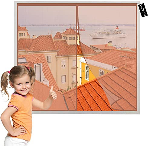 Tenda Zanzariera Con Anelli Marrone 300x260cm Magneti Rete Anti Zanzare Chiusura Automatica, per Tutti Terrazza Porte E Finestre Facile Da Installare