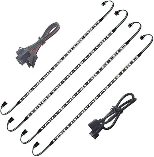LED RGB PC-Lichtstreifen 4PCs 19in 5050 RGB LED-Streifen für 12V 4-Pin RGB LED-Stecker für ASUS Aura Sync Gigabyte RGB Fusion Light ASRock RGB