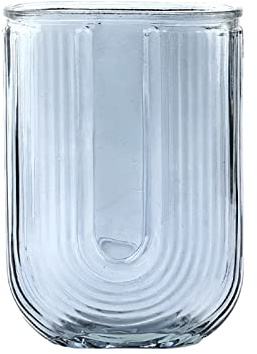 Gerippte Vintage-Glasvase, Klare Glasvase, Moderne Vase, Geriffelte Glasvase, Mittelstückvase für Blumen, Dekorative Vase für Wohnzimmer, Esstisch, Eingangsbereich, Bücherregal, Büro,(Ein Grau)