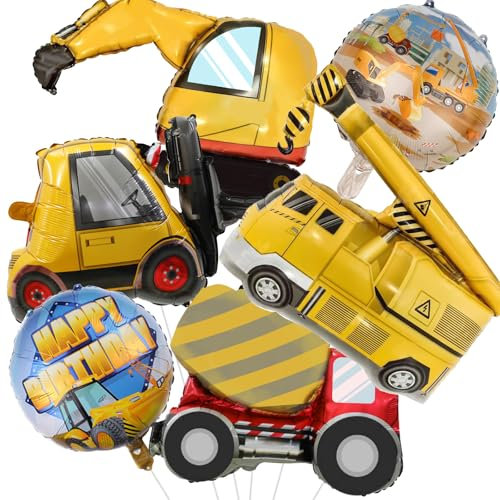 Bagger Luftballons, Helium Ballon Baustelle Druck Truck Bulldozer Folienballons, Ballon Auto Bagger Geburtstag Party Ballons für Bagger Geburtstag Deko Junge Baustelle Kindergeburtstag Dekoration