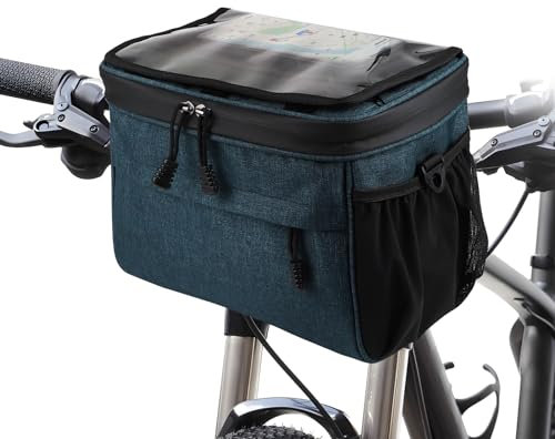 efuturetime Fahrradrahmen Tasche Lenkertasche 5.3L, Fahrrad Handytasche Wasserdicht mit Touchscreen, Fahrradtasche Vorne Lenker Mountainbike, Fahrradlenkertaschen für e-Bike, Blau