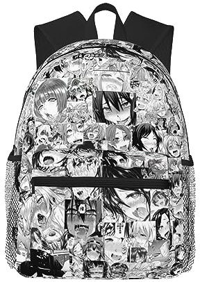 ZORIN 3D Ahegao O-Face lässiger Rucksack, Tagesrucksack, leichte Büchertasche für Damen, Herren, Studenten, Schwarz