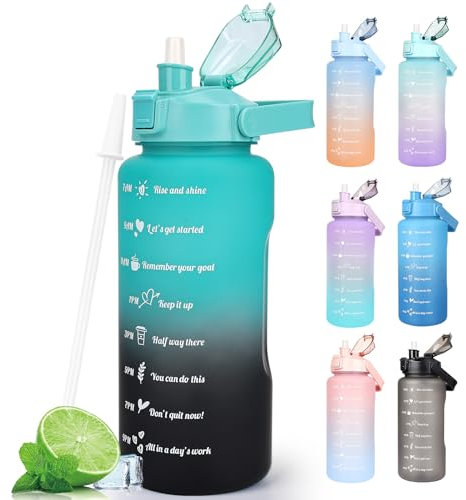 CodiCile Sports Water Bottles 2L BPA Free, Motivational Drinking Water Bottle with Straw, Gym Water Bottle with Time Marking, Portable Leak Proof Cantee Bottle 2 Liter Water Jug for Women Men