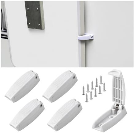 JNNJ 5 Pièces Loquet De Porte De Bagage en Plastique, Accessoires Loquet Externe pour Porte Bagage Camping-Car Traile, Loquet Porte Bagage Caravane Camping-Car pour Camper Motor Home(Blanc)