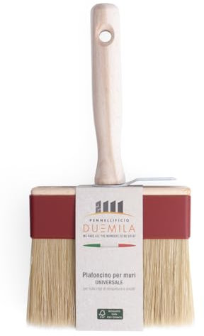 PENNELLIFICIO 2000 | Pennello Plafone Professionale per Pittori e Imbianchini, Con Manico in Legno, Pennello Pittura, per Pitture Murali, 3x12 cm - Made in Italy