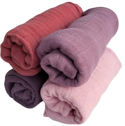 Pippi Mulltücher 4er Pack Spucktücher Biobaumwolle Organic (Berry Dream)