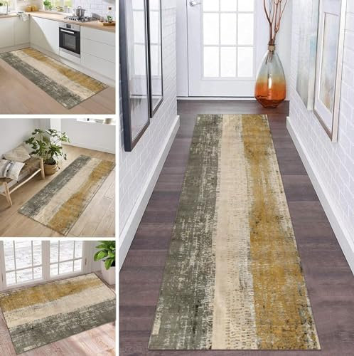 ZDYHMrj Teppich Läufer Flur Küche rutschfest waschbar Teppichläufer Lang Abstract 40X80CM Modern Design Meterware Korridor Tepiche Esszimmer Schlafzimmer Wohnzimmer Schmutzfangmatte Küchenteppich