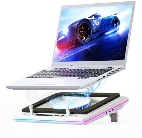 llano Base raffreddamento PC portatile RGB con potenti ventole turbo velocità regolabile senza livelli preimpostati funzionamento touch screen, schermo LCD, 3 porte USB, per notebook da 38-48 cm