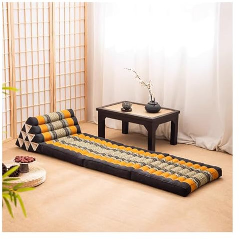 Thai Dreieckskissen, Thai Kissen mit DREI Falten Sitzkissen mit Rückenlehne Kapok-Füllung Multi use Einschließlich meditaiton, Liegen, Lesen, Dehnen (Farbe : Style A, Größe : 174X55X40CM)