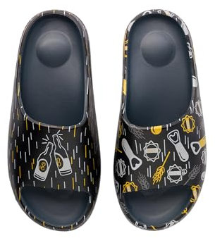 Dedoles Ciabatte Donna Uomo & Bambini Sandali per Spiaggia e Piscina con tanti Design Patatine Fiori Volpe Lama Nuvole Ketchup Regalo, Colore: Serata della birra, Misurare: 45 EU