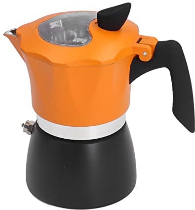 NDNCZDHC 150ml Stovetop Espresso Maker 3 Cup Coffee Maker, Classic Italian Coffee Maker Mocha Pot for Cafetera Cubana, Orange