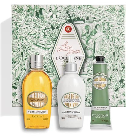 L'OCCITANE Smooth & Firm Almond Collection | Süßer Duft & Massage | Vegan & 96% leicht biologisch abbaubar | Premium & Clean Beauty Bath & Body Geschenkset für alle Hauttypen