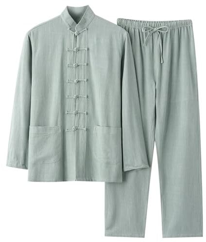 Bauzuoyo Kung Fu Damen Herren Anzug - Traditionelle Chinesische Kampfkunst Tai Chi Qigong Wing Chun Shaolin Wushu Lange Ärmel Training Freizeit Kleidung Uniform Jacke Hose Leinenanzug
