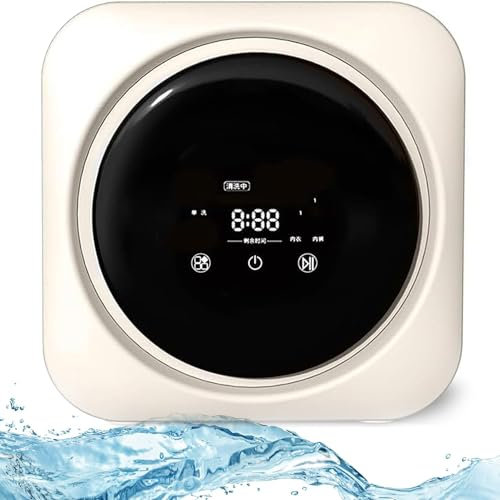ylpddmm Mini Lavadora Portátil, 4 Modos Lavadora de 3.5L, con Secado En Caliente,Montaje En Pared Lavadora Todo En Uno,Lavadora Pequeña para Calcetines, Ropa Interior