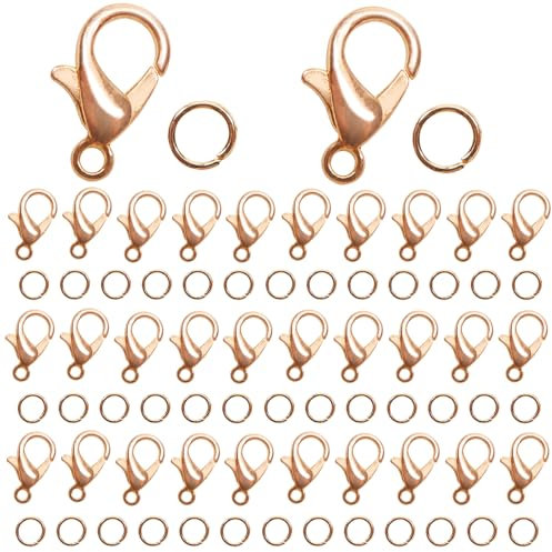 TOAOB - Set di 200 pinze per aragosta, chiusura in bronzo, 12 x 6 mm, anelli di salto aperti 5 mm, in metallo, per fissaggio a bracciale, fermagli, accessori per fai da te, fabbricazione di gioielli