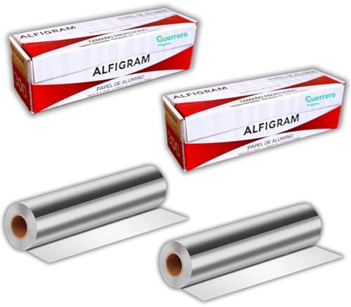 Papel Aluminio Industrial Profesional - Rollo de 300 mm x 300 metros con Sierra para Corte, ideal para Cocina, Alimentación, Catering o Peluqueria (2 Unidades)