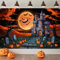 Halloween Banner, Happy Halloween Banner, Schwarz Rot Extra Große Halloween Banner, Schloss Kürbis Happy Halloween Dekoration, Halloween Photo Booth Banner Zeichen für Halloween Draußen Drinnen Decor