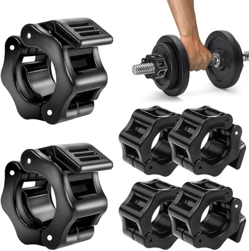mizikuu 6 Stück Hantelverschlüsse, Hantelstangen Verschluss 25mm Schnellverschluss Hantel Verschluss Langhantel Klemmen Kragen Clips Barbell Clamp für Langhantelstangen, Kurzhantelstangen, Schwarz