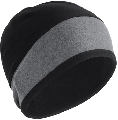 Herren Schädelkappen, Reversible Beanie Hats, Laufmütze Herren und Damen Beanie Mütze, Fleece Thermo Atmungsaktiv, für Skifahren Radfahren Snowboarden Klettern Motorradfahren Outdoor(Schwarz)