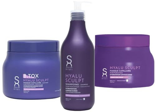 Sacha Care Rituel Hyalu Sculpt Set – Shampoo, Haarmaske und B-Tox 500 ml Mit Hyaluronsäure – Intensiv Feuchtigkeitsspendende Pflege für Trockenes Haar – 3-teiliges Set