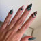 24pcs Medium Length False Nails Almond Press on Nails Glitter Dark Green Pink Fake Nails Heart Stick on Nails Removable Glue-on Acrylic Full Cover Nails Women Girls Nail Art Accessories
