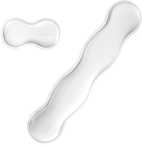 MOSISO Gel Répresseur Poignet Clavier&Souris, Gel Réfrigérant Doux Support Anti-Douleur, Doussin Ergonomique Saisie Facile, Forme Onde Non Glissante pour Ordinateur Portable/Maison/Bureau,Transparent