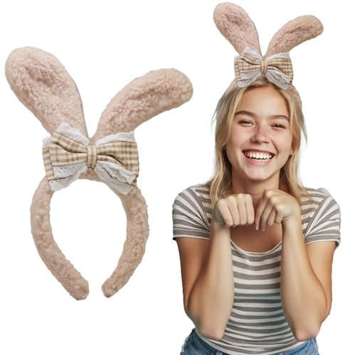GrandSail Damen Hasenohren Stirnband Ostern Khaki Hasenohren Stirnband Party Favor Halloween Niedlich Weiß Haarband Urlaub Geburtstag Dekoration Khaki