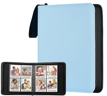 Ablumluxim Polaroid-Fotoalbum für 240 Fotos für i-Type, 600, SX-70, Go (8,9 x 10,7 cm), kompatibel mit Fujifilm Instax Mini/Breite/Quadrat-Fotos, Pastellblau