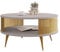 Mirjan24 Couchtisch mit Ablage Rajkon, Runde Form, Metallbeine, Kaffeetisch, Wohnzimmertische, Beistelltisch, Sofatisch, Teetisch (Cashmere, Gold)