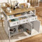 Huayz Isola cucina con piano di lavoro (118 x 43 x 98 cm), carrello da cucina con ruote, isola indipendente con 3 cassetti, porta snack e porta asciugamani, carrello da cucina per esterni