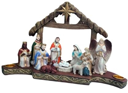 Gcljlmy Weihnachtskrippenfiguren-Set, Ornament, Jesus-Statue der Heiligen Familie, Harzfiguren für religiöse Zwecke, Feiertage, Heimdekoration