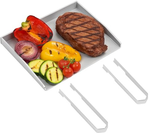 GARDIVO Plancha mit Griffen Edelstahl Grillplatte 4mm rostfrei Edelstah Burgerplatte BBQ Gemüseplatte Universalgrößen 40x30 / 20x30 Gasgrill & Kohlegrill (20 x 30 cm)