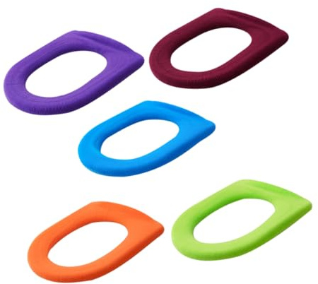 HOMOCONO 5 Stück Bunte Toilettensitzauflagen aus Polyacrylicfasern Weich und Bequem für Badezimmer zu Hause O-förmiger Toilettensitzbezug für Damen und Senioren Zufällige Farbe