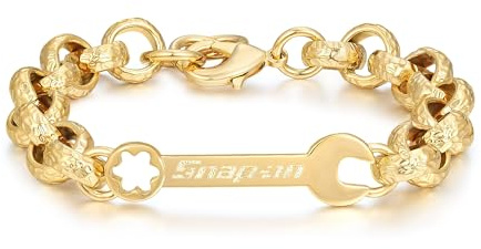 8mm Gold Spanner/Wrench Belcher/Bracelet, 8-Inch, 28g, Gold Plated - Bling King London
