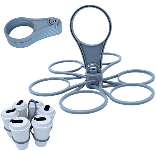 3 Stück Getränketräger mit Griff, Grauer Zusammenklappbarer Becherhalter, Becherträger für Festival und Urlaub, Festival Gadget Bierträger Kaffeeträger, Praktischer Getränke Halter für Alltag