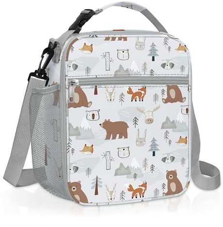 Clastyle Bolsa Termica Porta Alimentos Infantil Animales Bolsa Comida | Bolsa Almuerzo Bebe Pequeña, Portátil Lancheira Termica Infantil Niños para Escolar Picnic, Ligero y Fácil de Limpiar