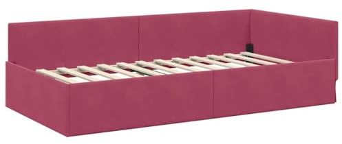 vidaXL Corner Bed Frame Other with Headboard Wine red 80 x 200 cm, Elegant Modern Bedroom Set, Breathable Material, Durable Corner Bed Frame, Ergonomic Design for Daily Rest and Nighttime Comfort