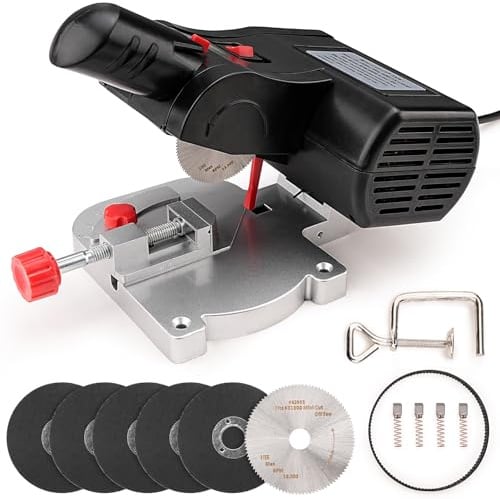 Sbestily Mini Miter Cut-Off Chop Saw for Metal, Arrow Shafts & Wood Crafts | Small Electric Table Saw for Hobby & Model Making. Cuts 223/5.56 Brass, Wood & Metal up to 1/2 High x 1/2 Wide.